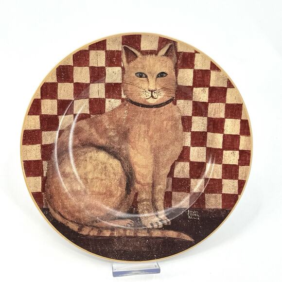 VTG 2004 Country Kitties Set/2 Coffee Mug Dessert Plate Tabby Cat DC Brown Co. - Picture 5 of 10